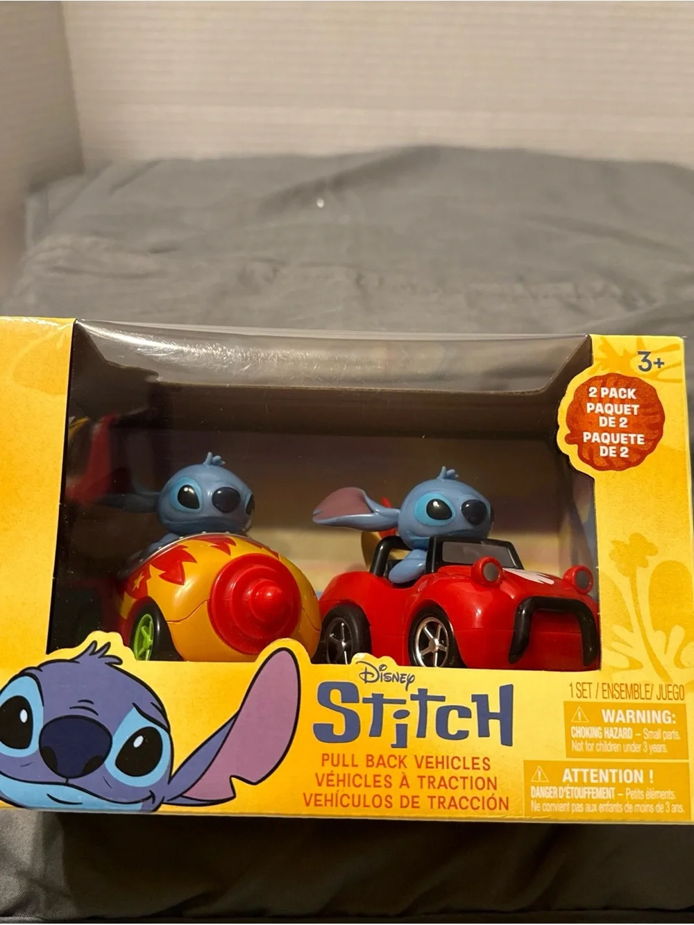 Disney Stitch Pull-Back Car & Shell Vehicles - Blue, Red & Yellow